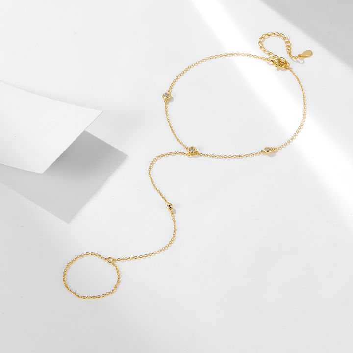 S925%20Sterling%20Silver%20Simple%20Gold%20round%20Bead%20Zircon%20Toe%20Chain%20Fashion%20Individual%20Beach%20Ankle%20Bracelet%20-%20Image%205