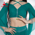 Belly Dance Costume Set for Women Half Sleeves Top+mesh AB Stones Long Skirt 2pcs Adult Oriental Belly Dancing Wear Clothing Set.