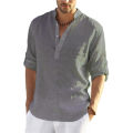 New Men's Casual Blouse Cotton Linen Shirt Loose Tops Long Sleeve Tee Shirt Spring Autumn Casual Handsome Men's Shirts.