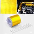 Gold Car Thermal Exhaust Tape Auto Reset Thermal Insulation Protection Tape Flame Retardant Self-Adhesive Heat Reflective. 