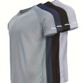 1/4 Pcs Summer Men's Leisure Sports Multicolor Quick-drying Short-sleeved Teens Loose Solid Color Running Fitness Playing T-shir. 
