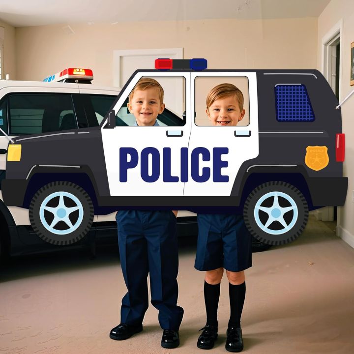 Police Party Decorations Police Car Photo Prop Selfie Banner Policeman Backdrop Banner for Baby Shower Birthday Decorations