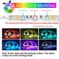 Tuya Bluetooth Smart Led Strip Lights RGB 2835 5V USB Smart Life App Control for Desktop Screen TV BackLight Flexible Diode Tape.