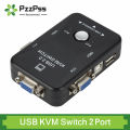 PzzPss USB KVM Switch 2 Port VGA SVGA Switch Box USB 2.0 KVM Mouse Switcher Keyboard 1920*1440 VGA Splitter Box Sharing Switch. 