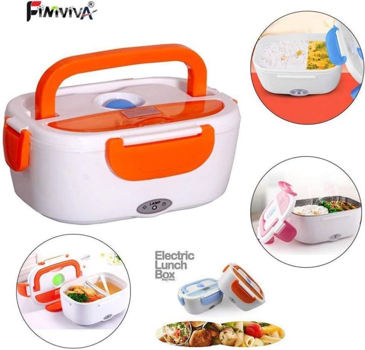Electric Lunch Box Car and Home 2 in 1 Portable Lunchbox Food Warmers Stainless Steel Liner Office School Picnics Travel Lunchboxes,Orange