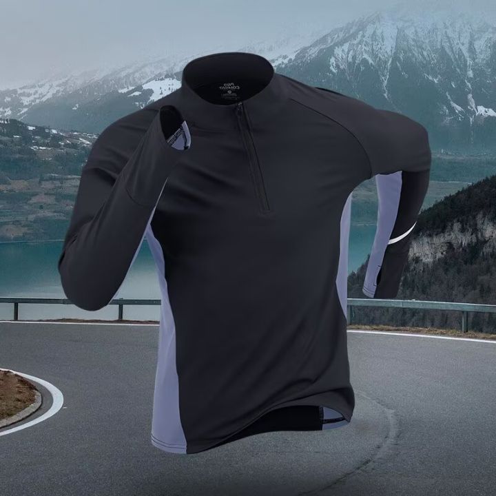 Sports%20quick%20drying%20long%20sleeved%20men's%202025%20autumn%20and%20winter%20warm%20running%20T-shirt%20with%20half%20zipper%20top%20for%20outdoor%20cycling%20trai%20-%20Image%202