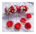 Artificial flower bridal gajraset - bridal gajray -red gajraset - red gajray -artificial gajray. 