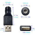 1Pc USB-A to DC 5.5x2.1mm Power Adapter Tip Cable, Male/Female DC Jack Connector for 5V.