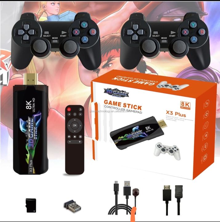 X3 Plus ,Q9 And X8 Tv Box Game Stick USB 2.0 Dual System Game Stick Retro Video Games Console with Wireless Controller 64G TV Sticks 30,000+ Games For PSP gift