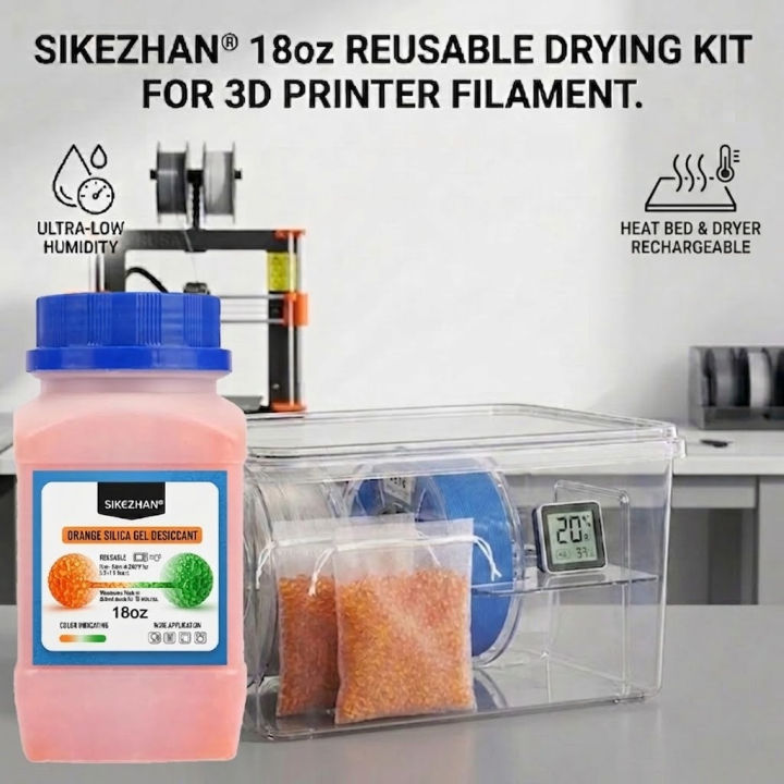 Orange Indicating Silica Gel Beads 3-5mm, Reusable Desiccant Moisture Absorber for 3D Printer Filament & Electronic Devices