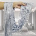 Beaded Flash Tassel Shiny String Curtain Door Room,200by100-Silver. 