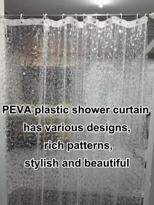 Bathroom Shower Curtain Transparent Lining Waterproof Bathtub Bathing Cover PEVA Mildew Proof Cobblestone Curtain with Hooks