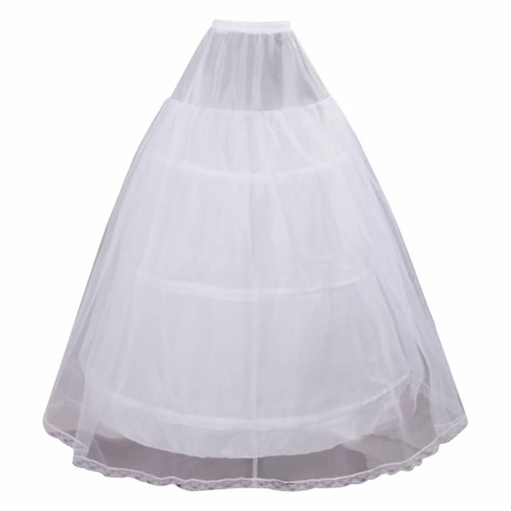 3 Hoop Crinoline Petticoat Skirt for Women Under Dress Long Half Slips Underskirt for Wedding Dresses Ball Gowns Tutu White