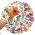 50pcs Cute Cartoon Flower Stickers Set Aesthetic DIY Decals for Luggage Guitar Notebook Cartoon Bottle Design Graffiti Decoratio. 