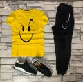Fashionable Trendy Multicolor Happy Face Summer Track suit for Boys and Men. 
