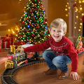 Electric Train Toy Christmas Train Engine Railway Music Santa Claus Snowman Track Set Decor Model Party Toys For Children Gift. 