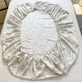 1pc Floral Fitted Bed Sheet Flower Printed Washed Cotton Bed Sheet with Elastic Single/Queen/King Size Bed Fitted Sheets.