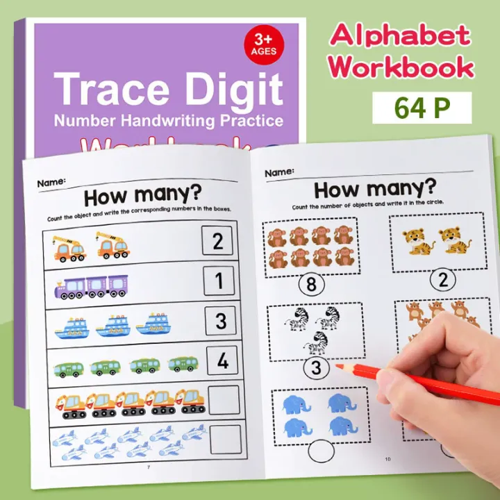 Digit 3 Handwrite Trace Digit Number Handwriting Practice Workbook - Fun Math Exercises ...