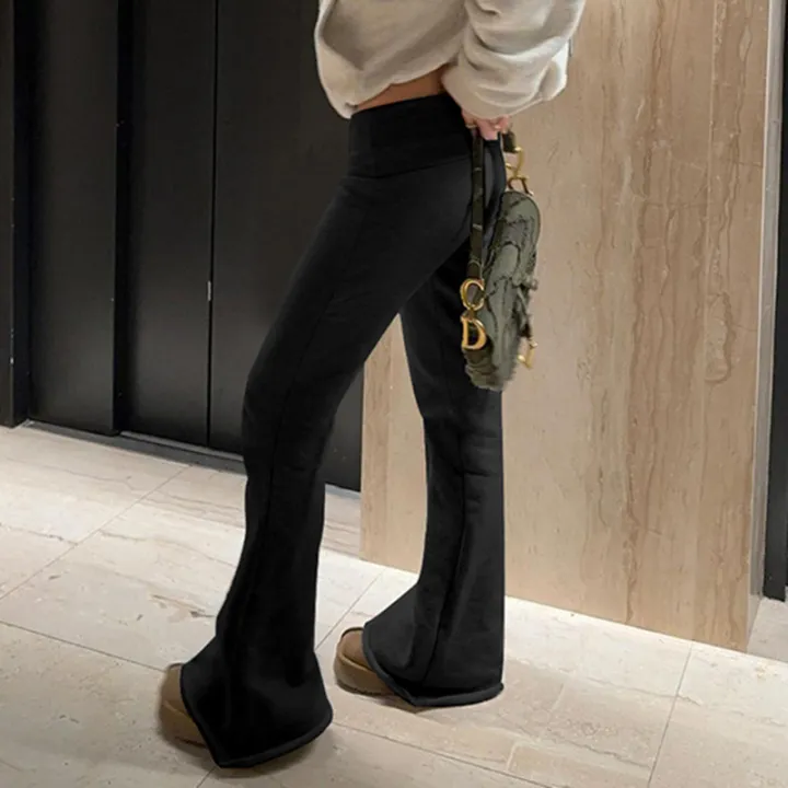 2025%20Slim%20Low%20Waist%20Casual%20Sweatpants%20For%20Women%20Solid%20Simple%20Basic%20Flared%20Pants%20Sports%20Jogging%20Trousers%20-%20Image%204