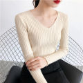 Autumn Winter Knitted V Neck Women Sweaters Casual Long Sleeve Pullover Soft Warm Sweater Femme Fashion Basic Solid Jersey Tops. 