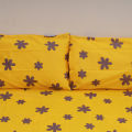 King Size Premium Bed Sheet 88" x 98" with 2 Pillow Covers | Yellow Bed Sheet with Grey Floral Print. 