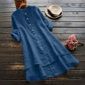 Women's Spring Solid Cotton Linen Shirt Dress Ladies Loose Dress Long Tops Blouse Plus Size Clothes Clothing 2024. 