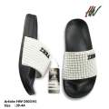 Monochrome pool slide sandals. Thick EVA sole and Liquid PVC upper.