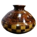 Dastkars Wooden Ghara Set| Introducing our exquisite Wooden Pitcher Set in brown check design with brass patterns. Perfect for Shadi ke Gharoli functions and a stunning décor piece for any living space.. 