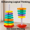 Baby Rotating Rainbow Tower Montessori Stacking Puzzle Toys Safety Early Educational Children's Toys  Birthday . 