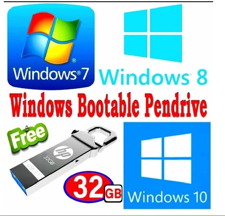 Windows Bootable Pendrive With Multi Windows 7 8 10 Auto Active_ Key And_Free-16Gb/32Gb Usb Flash Drive - Pen Drive