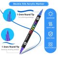 24/48/72 Colors Acrylic Paint Markers,Dual Tip Pens With Dot Tip and Brush Tip for Rock Painting,Wood,Ceramic,Fabric,Canvas,DIY. 