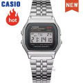 Casio LED Digital Watch for Men Waterproof Sports Military Wrist Watch Stainless Steel Luxury Silver Watch. 
