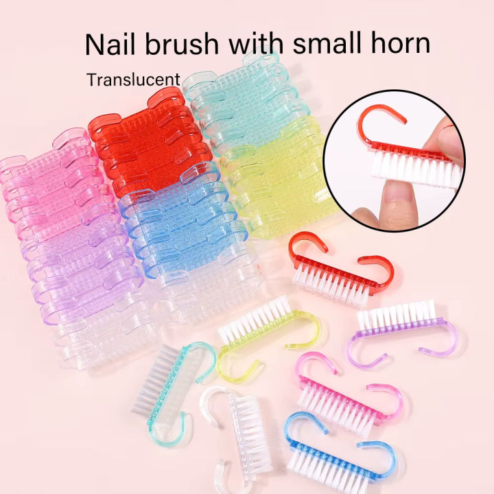 1/21/50Pcs Plastic Nail Brushes Mix Color Nail Hand Scrubbing Cleaning Brush Dust Cleaner Nail Art Manicure Soft Remover Tools
