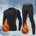 Men's Thermal Plush Base Layer Set Winter Thickened Running Trainning Quick Drying Clothes Fitness Tight Sports Men's Sweats Set. 