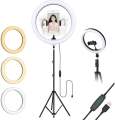Tiktok Stand STRIFF LED Ring Light with Foldable Tripod Stand Ring Flash (Black). 
