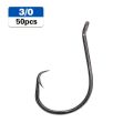 50pcs Premium Carbon Steel Octopus Circle Hooks for Saltwater Fishing, Sizes 1#-10/0.