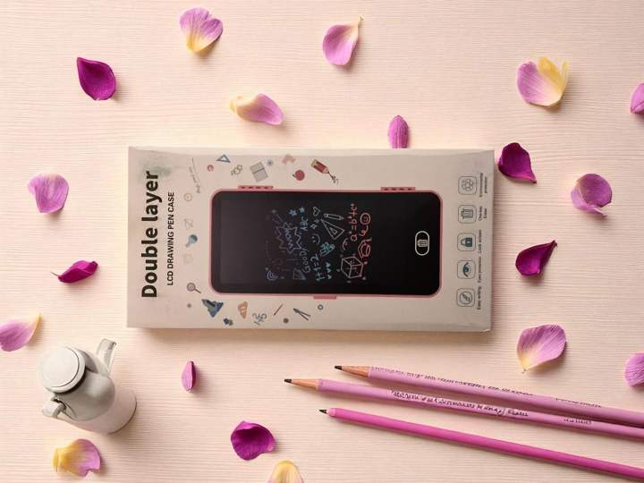 LCD Writing & Drawing 2-in-1 Double Layer Pen Case – Smart Pencil Box for School & Office Use