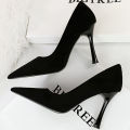 Autumn Simple Elegant 10cm 7cm High Heels Stiletto Womens Shoes Pointed Black Etiquette Professional Single Shoes Wedding Shoes. 