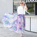 Summer Chiffon Leopard Print Holiday Bohemia Maxi Skirt Vacation Beach Korean Elastic Waist Long Skirts For Woman boho. 