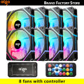 Aigo AM12 Rgb Fan Ventoinha PC Controladora 120mm Computer Case Fan Kit 6pin Water Cooler CPU Cooling Fans Argb 12cm Ventilador. 