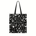 Mystical Witch Tote Bag with Skull, Potion & Star Design , with Fixed Shoulder Straps for Halloween Parties. 