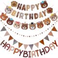 Brown Bear Birthday Letter Pull Flag Party Decoration Banner Layout 1 Set 1 Piece. 