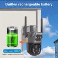 4G Sim  Solar Camera Dual Lens dual  view  Outdoor 8MP 4K Low Power Battery IP Camera PIR Night Vision V380 Pro CCTV Security Protection. 