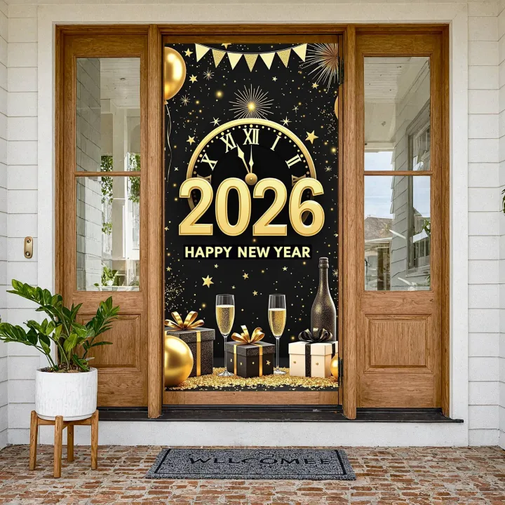 Golden Happy New Year Banner 2026 New Year Display Firework Decor Gift ...