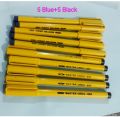 Pack of 10 Cut Markers (5Blue + 5Black) Calligraphy Markers Set for Drawing and Writing. 