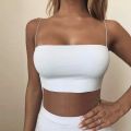 Women Crop Top Sexy Bra Seamless Tank Tops 2023 Summer Female White Strap Top Backless Camisole Solid Cropped Camis Clothing. 