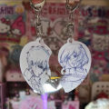 2pcs/set Anime Attack Mikasa Ackerman Figure Acrylic Heart Shape Keychain Backpack Pendant Cosplay Accessories Couple BFF .