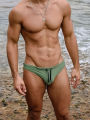 Men's Solid Color Triangle Swim Brief With Push Up Pad,  Low Waist Drawstring Waistband Surfing Swimming Trunk Short. 