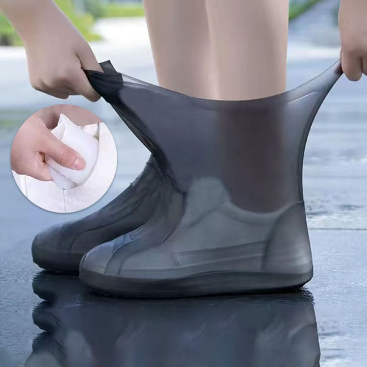 Reusable Non-slip Rubber Rain Boots Shoe Covers Rainy Day Boots Women Men PVC Silicone Sole Overshoes Waterproof