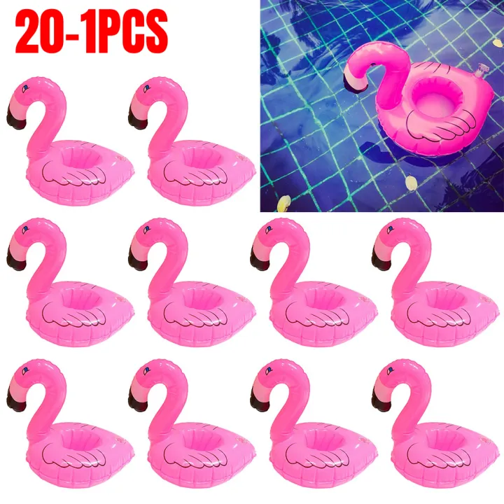 1-20Pcs Floating Cup Inflatable Flamingo Drinks Cup Holder Pool Float ...